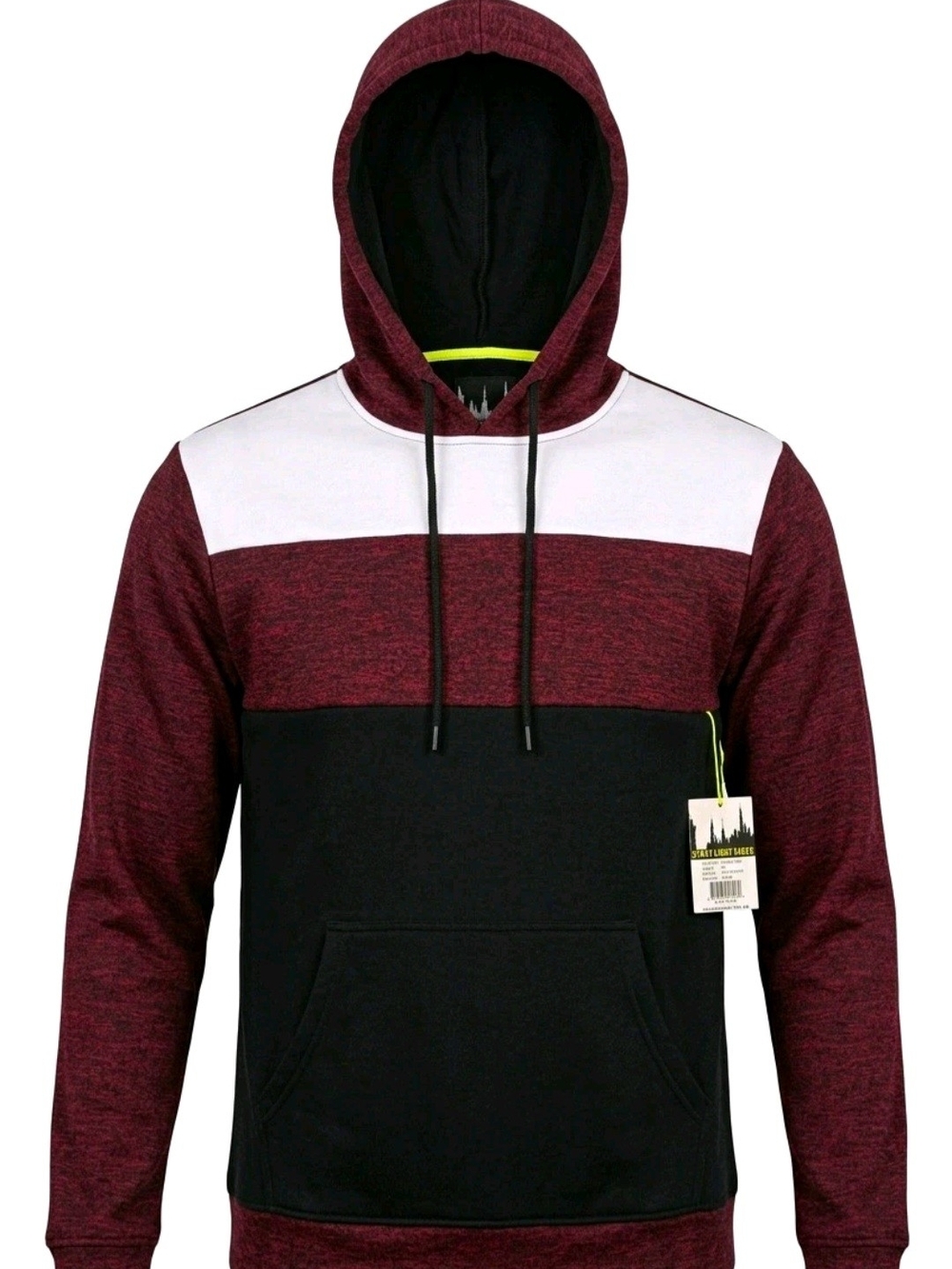 NWTS Straigjt Faded New York Men's Maroon & Black Panel Pullover Hoodie Size XL